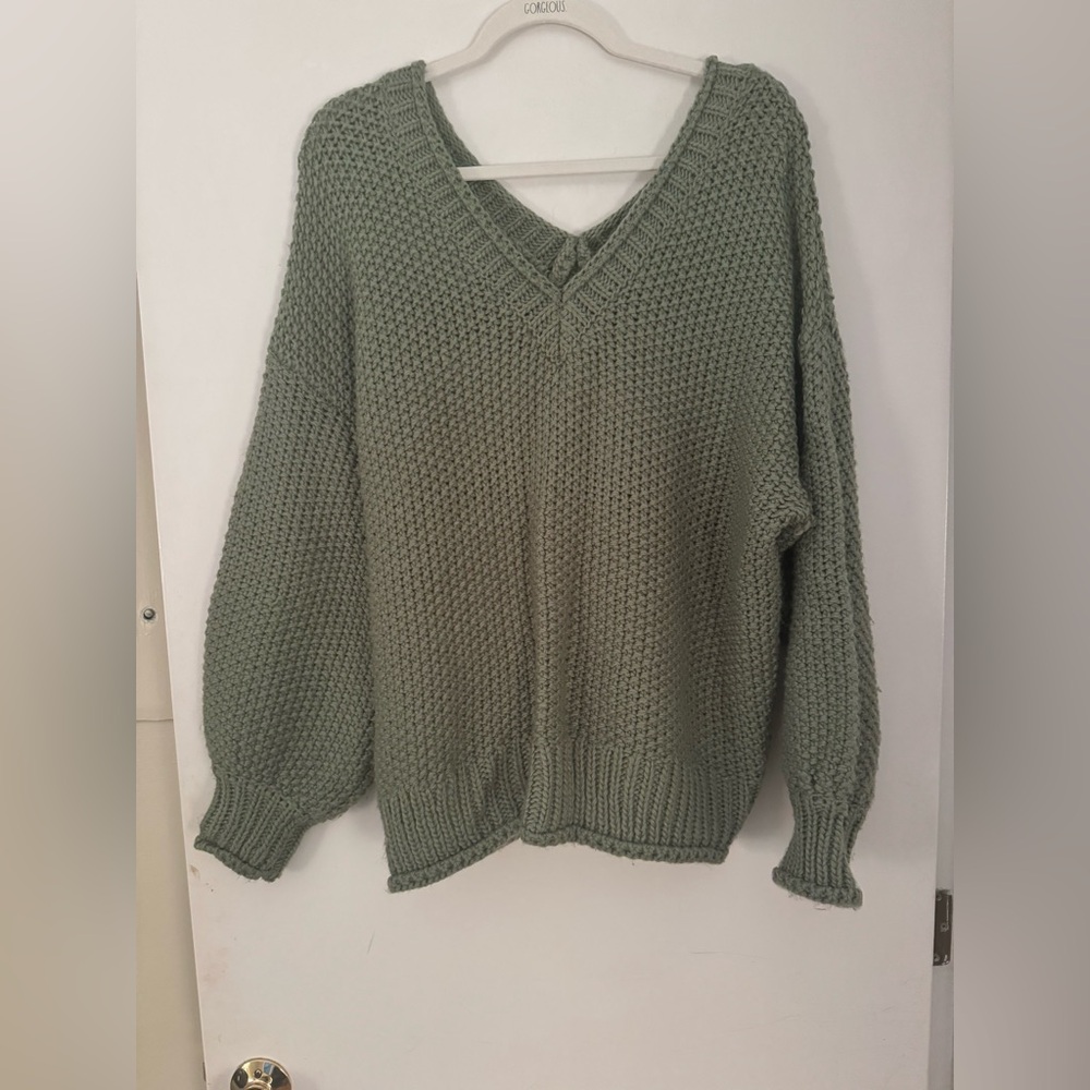 Green Cable Knit Sweater